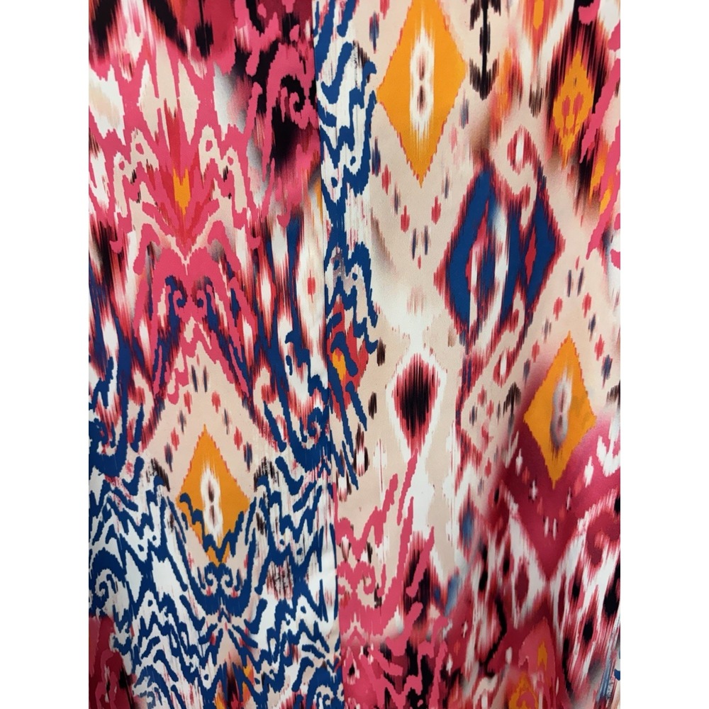 Chico's Size 0 Oversized Wide Tunic Blouse Multicolor Ikat Print Pink Blue EUC - Picture 9 of 10